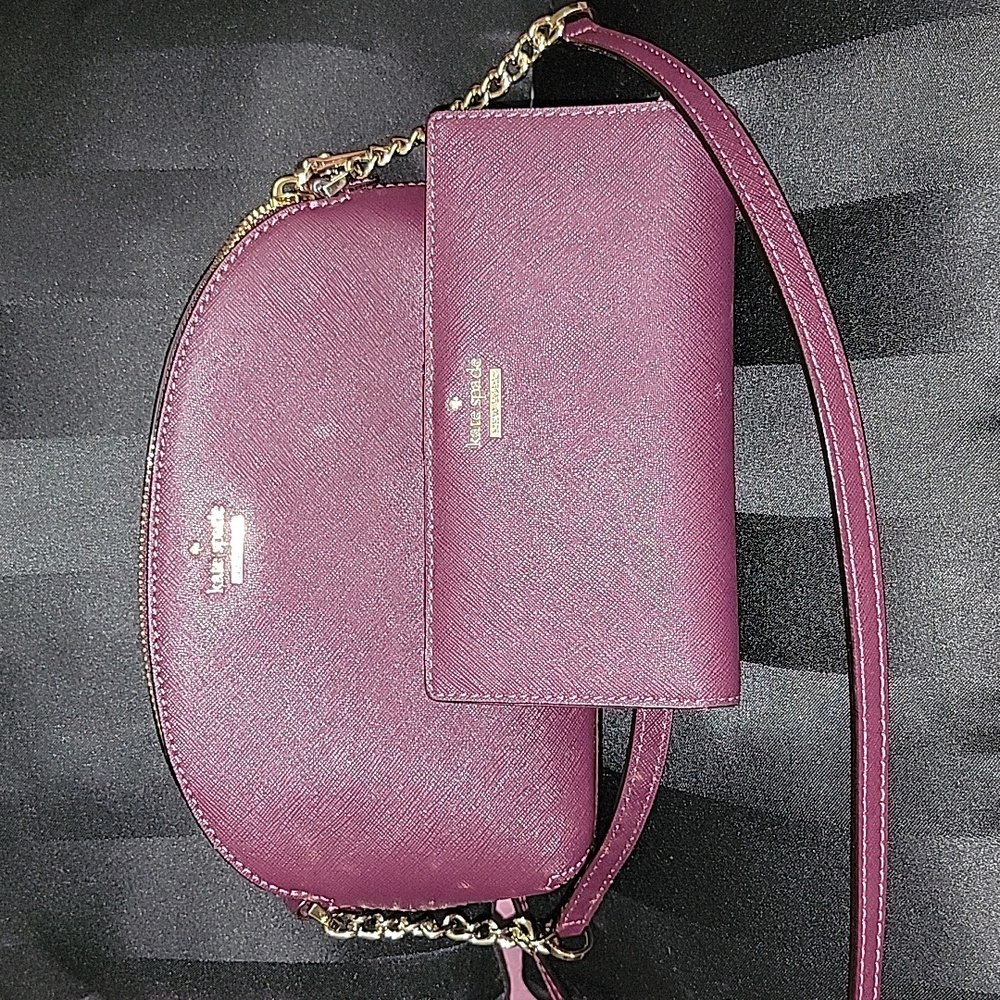 Kate Spade NY Cameron St Hilli Dome Crossbody Bag & bifold wallet Deep Plum